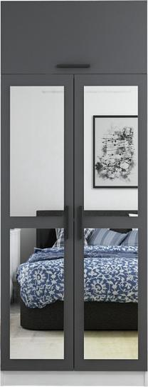 Spinta Kalune Design Kale 2228, antracito sp., 52 cm x 90 cm x 255 cm, su veidrodžiu