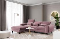 Kampinė sofa Foble Velvetmat 24, rožinė sp., kairinė, 196 x 267 cm x 100 cm