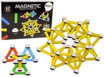 Magnetinis konstruktorius Lean Toys Magnetic Blocks 14738, 62 vnt., įvairių spalvų