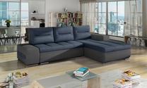 Kampinė sofa Ottavio Soro 76, Soro 93, pilka sp./tamsiai mėlyna sp., dešininė, 180 x 275 cm x 85 cm