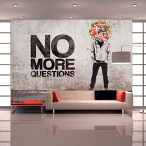 Fototapete Artgeist Head Of Flowers - Graphic Of A Man And English Text On Gray Background SNEW010326, 70 cm x 70 cm