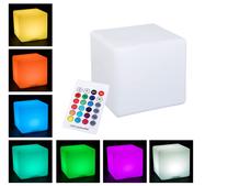 Brīvi stāvošs āra gaismeklis LED Cube RGB, 7W, LED, IP44, balta krās., 35 cm x 40 cm
