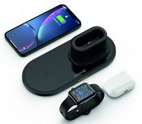 Belaidis įkroviklis Swissten 3in1 for iPhone / Apple Watch / Airpods Pro, DC/USB-C, juoda sp., 15 W