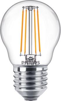 Lemputė Philips Filamentinė LED, P45, 2700 °K, E27, 4.3 W, 470 lm