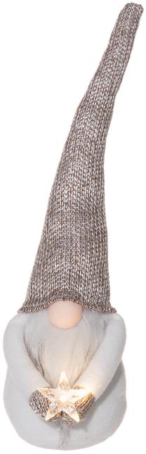 Ziemassvētku rotājumi "Rūķis" Winteria ar LED apgaismojumu, 41 cm, 13 cm, balta krās./pelēka krās.