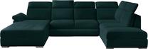 Kampinė sofa Evanell Mat Velvet 75, tamsiai žalia sp., kairinė, 216 x 330 cm x 102 cm