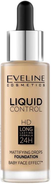 Skystas makiažo pagrindas Eveline Liquid Control HD, 016 vanilla beige, 32 ml