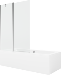 Vanna ar sieniņu, brīvi novietots Mexen Cube, 170 cm x 80 cm x 39 cm, taisnstūris, caurspīdīga krās./balta krās.