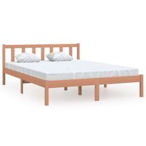 Lova pusantros vietos VLX Solid Pinewood 810060, 135 x 190 cm, ruda sp., be čiužinio, su grotelėmis