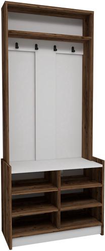 Drēbju pakaramais ar plauktu Kalune Design Enra 550ARN1323, balts krās./valriekstu krās.