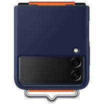 Telefono dėklas Samsung Silicone Cover for Galaxy Flip 3 with Strap navy, mėlyna sp., Samsung