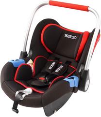 Nešiojama autokėdutė su lopšiu Sparco F300i, juoda sp./raudona sp., 0 - 13 kg
