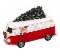 Maza statuja Winteria Santa Bus With Led, sarkana krās./zaļa krās.