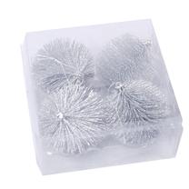 Ziemassvētku eglīšu rotaļlietu komplekts Christmas Touch SYMINI- 3176, sudraba krās., 8 cm, plastmasa, 4 gab.
