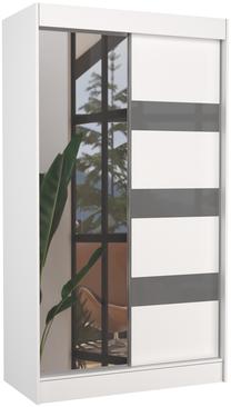 Spinta ADRK Toura, balta sp./pilka sp., 61 cm x 120 cm x 215 cm, su veidrodžiu