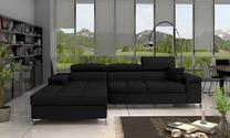 Kampinė sofa Ricardo Sawana 14, juoda sp., kairinė, 205 x 280 cm x 90 cm