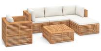 Āra mēbeļu komplekts VLX 6 Piece Garden Lounge Set, krēmkrāsas krās., 4 sēdvietas
