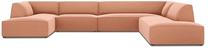 Kampinė sofa Micadoni Home Ruby Panoramic 7 Seats, rožinė sp., dešininė, 366 x 273 cm x 69 cm