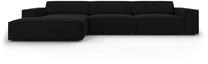 Kampinė sofa Micadoni Home Jodie 4 Seats, juoda sp., kairinė, 284 x 166 cm x 70 cm