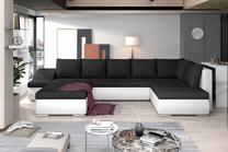 Kampinė sofa Giovanni Sawana 14, Soft 17, balta sp./juoda sp., kairinė, 200 x 340 cm x 88 cm