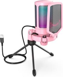 Kondensatorinis mikrofonas Fifine A6VP RGB, rožinė sp.
