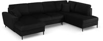 Kampinė sofa Micadoni Home Moghan Velvet Panoramic, juoda sp., dešininė, 313 x 194 cm x 88 cm