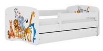 Vaikiška lova Kocot Kids Animals, balta sp., 80 x 180 cm, be patalynės dėžės, su čiužiniu