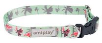 Ошейник для собак Amiplay Be Happy, зеленый цв./розовый цв., 450 - 700 мм x 25 мм, 45-70