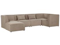 Modulinė sofa, su pufu Beliani Lemvig, šviesiai ruda sp., kairinė, 332 x 166 cm x 78 cm
