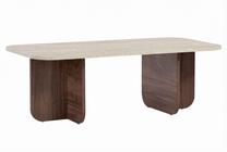 Kavos staliukas Nordure Akira, riešuto sp./travertine sp., 60 cm x 120 cm x 41 cm