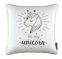 Наволочка для декоративной подушки Room99 Be My Unicorn, золотой цв./белый цв., 45 см x 45 см
