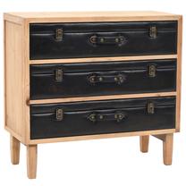 Komoda VLX Retro Solid Fir Wood, ruda sp./juoda sp., 75 cm x 36 cm x 80 cm