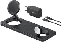 Belaidis įkroviklis Anker MagGo 3-in-1 Qi2, USB Type C, 8.6 cm, juoda sp., 15 W
