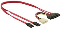 Vads Delock SATA 7-pin x 2, SAS 29 pin SFF-8482 + 4 pin, 0.5 m, sarkana krās.
