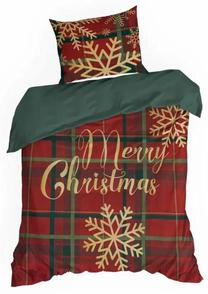 Kalėdinis patalynės užvalkalų komplektas Estrella PTT-023, raudonas/žalias, 140 x 200 cm