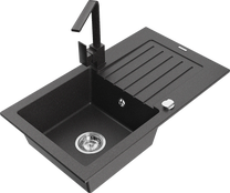 Кухонная мойка Mexen Pablo 6510751010-76+670300-76, гранит, 75 см x 43 см x 16.1 см, black granite цв.