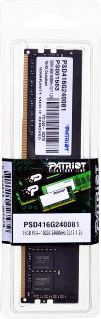 Operatyvioji atmintis (RAM) Patriot Signature Line, DDR4, 16 GB, 2400 MHz