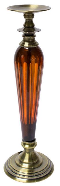 Žvakidė Home4you, stiklas, 45 cm, ruda sp./aukso sp.