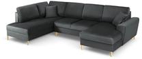 Sofa-lova Micadoni Home Moghan Velvet Panoramic, tamsiai pilka sp., kairinė, 313 x 194 cm x 88 cm