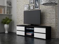 ТВ стол Pro Meble Milano 150, белый цв./черный цв., 150 см x 35 см x 42 см