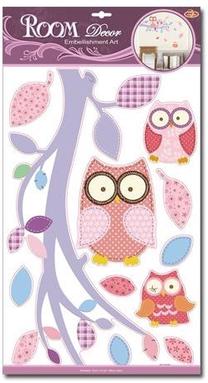 Dekoratyvinis lipdukas Marko Pink Owls, 50 cm x 32 cm