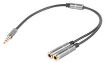 Vads Natec Jack 3.5 to Jack 3.5 x2 Jack 3.5 x 2, Jack 3.5, 0.2 m, melna krās.