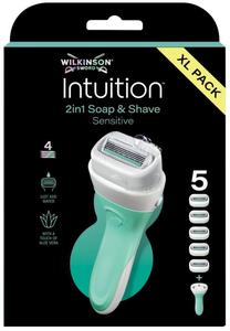 Бритва, набор Wilkinson Sword Intiution 2in! Soap & Shave Sensitive, 5 шт.