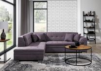 Kampinė sofa Pieretta Poco 41, violetinė sp., kairinė, 205 x 260 cm x 80 cm