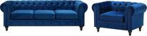Комплект мебели Beliani Chesterfield, комнатные, темно-синий цв.