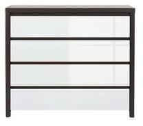 Komoda Kaspian S128-KOM4S-WE/BIP, balta sp./tamsiai ruda sp., 92 cm x 40.5 cm x 105 cm