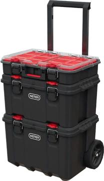 Ящик для инструментов Keter Stack'N'Roll, 52.5 см x 41.5 см x 93 см, черный цв./красный цв.