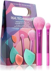 Dekoratīvās kosmētikas otu komplekts Real Techniques Feeling Festive Face Set, 4 gab., sarkana krās.