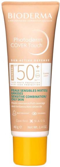 Priemonė įdegio priežiūrai veidui Bioderma Photoderm Cover Touch Light SPF50+, 40 ml
