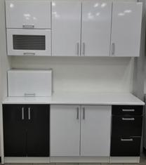 Virtuvės baldų komplektas MN Lara, balta sp./juoda sp., 2.4 m